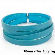 Cuir 10 mm Bleu Paon 1 mètre