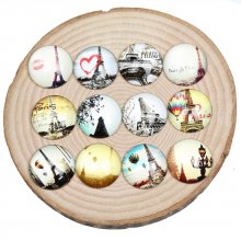 Lot 20 cabochons rond en verre 25mm Tour Eiffel 03 mixte Glass cabochon 