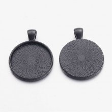 10 supports cabochons de 25mm noir, pendentifs cabochons 16NR