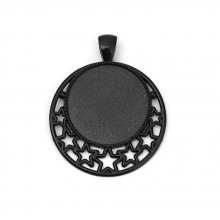 2 supports cabochons de 25mm Noir, pendentifs cabochons 8501