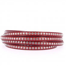 Cuir Rouge de 06 mm Strass Swarovski par 20 cm