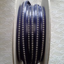 Cuir Cobalt Foncé de 10 mm Strass Swarovski par 20 cm