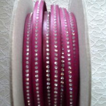 Cuir DD-Fuxia de 10 mm Strass Swarovski par 20 cm