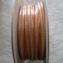 Cuir Naturel de 10 mm Strass Swarovski par 20 cm