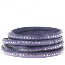 Cuir Bille Violet de 06 mm avec chaînette bille nickel free par 20 cm