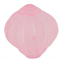 Perle Lucite Forme Lampion Striée Rose Vif