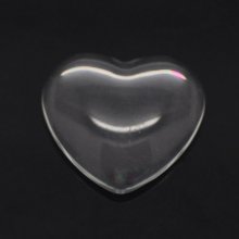 Cabochon Coeur 14 x 15 mm en verre loupe transparent N°22