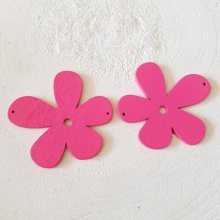 Fleur Bois pendentif ou connecteur 57 mm Rose