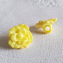 Boutons fantaisie, enfants, bébés Motif Fleur N°02-07 Jaune