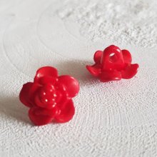 Boutons fantaisie, enfants, bébés Motif Fleur N°03-03 Rouge