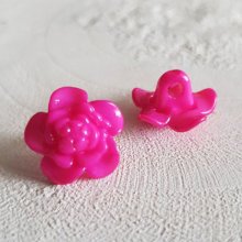 Boutons fantaisie, enfants, bébés Motif Fleur N°03-04 Fushia