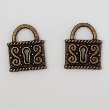 Breloque cadenas serrure N°01 Bronze