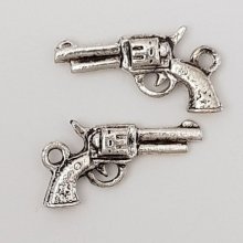 Breloque revolver pistolet N°02 Argent