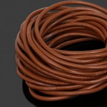 1 mètre Cordon rond cuir lisse Marron 3 mm