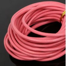 1 mètre Cordon rond cuir lisse Rose 3 mm