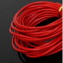 1 mètre Cordon rond cuir lisse Rouge 3 mm