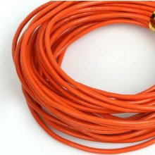 1 mètre Cordon rond cuir lisse Orange 2 mm