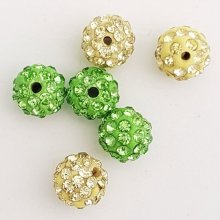 Perle en résine strass 10 mm style shamballa N°12 x 7 pièces