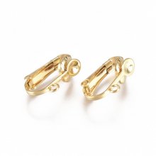 Support Boucle d'oreille Clip en Acier Inoxydable N°01 x 1 paire doré