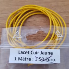 1 mètre Cordon rond cuir lisse Jaune 1 mm