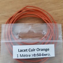 1 mètre Cordon rond cuir lisse Orange 1 mm