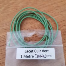 1 mètre Cordon rond cuir lisse Vert 1 mm