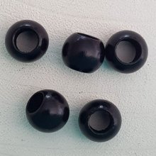 5 Perles Bois Ronde 14/11 mm Noir