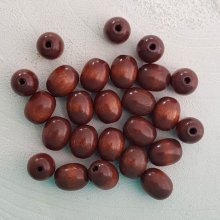 10 Perles Bois Ovale / Olive 13/10 mm Marron