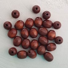 100 Perles Bois Ovale / Olive 13/10 mm Marron