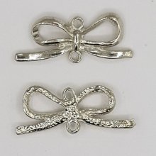 Breloque Nœud N°16 breloque noeud papillon ruban en métal argent