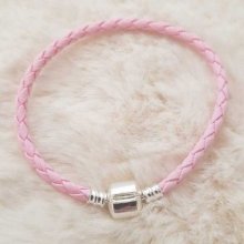 Bracelet Clip Européen tressé Uni 01 DU 15 AU 23 CM Rose