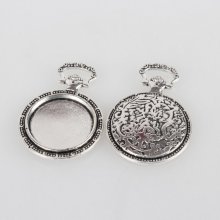 2 supports cabochons de 20mm argent montre gousset, pendentifs cabochons 74AS