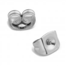 10 Poussoirs Boucles d'oreilles en acier inoxydable N°02 Argent Vieilli