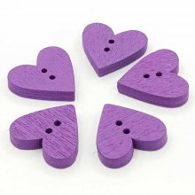 Bouton bois coeur violet N°01-03