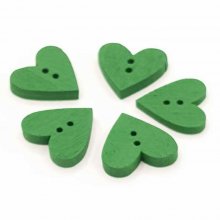 Bouton bois coeur vert foncé N°01-04