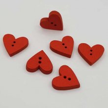 Bouton bois coeur rouge N°01-07