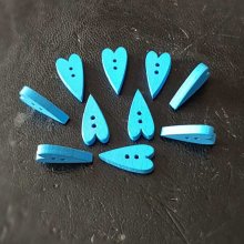 Bouton bois coeur bleu N°02-01