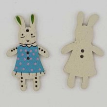 Bouton bois lapin bleu N°01-02