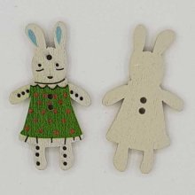 Bouton bois lapin vert N°01-03