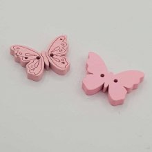 Bouton bois papillon rose N°01-05