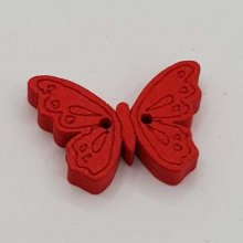 Bouton bois papillon rouge N°01-06