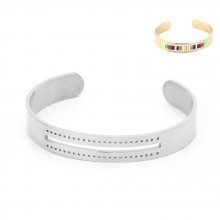 Bracelet Manchette Jonc semi ouvert 10 mm en Acier Inoxydable N°07