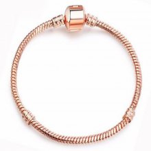 Bracelet Clip Européen 17cm fermoir Lisse Doré Rosé