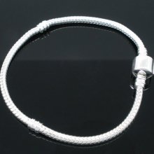 Bracelet Clip Européen 17 cm fermoir Lisse Plaqué Argent 925