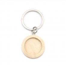 Support cabochon Porte clé 20 mm Bois N°01