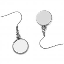 support cabochon acier inoxydable boucle d'oreille 16 mm N°06 Argent Vieilli