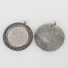 2 supports cabochons de 30mm argent, pendentifs cabochons 51AS