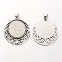 2 supports cabochons de 25mm argent, pendentifs cabochons 30AS