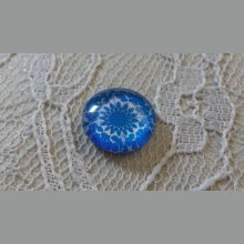 cabochon rond en verre 12mm fleur bleu 038 