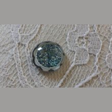 cabochon rond en verre 12mm fleur bleu 025 